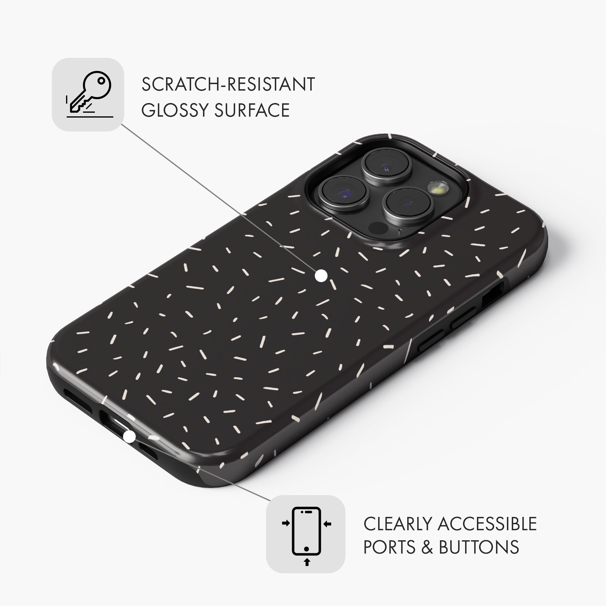 Black & White Speckled - Tough Phone Case