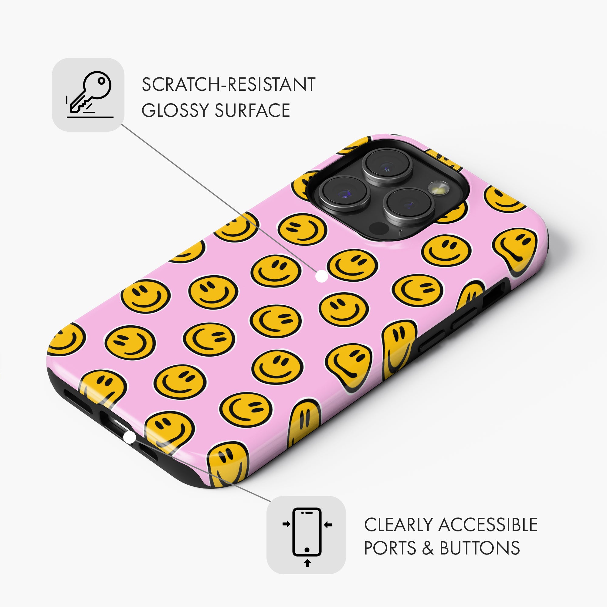 Pink Smiley - Tough Phone Case