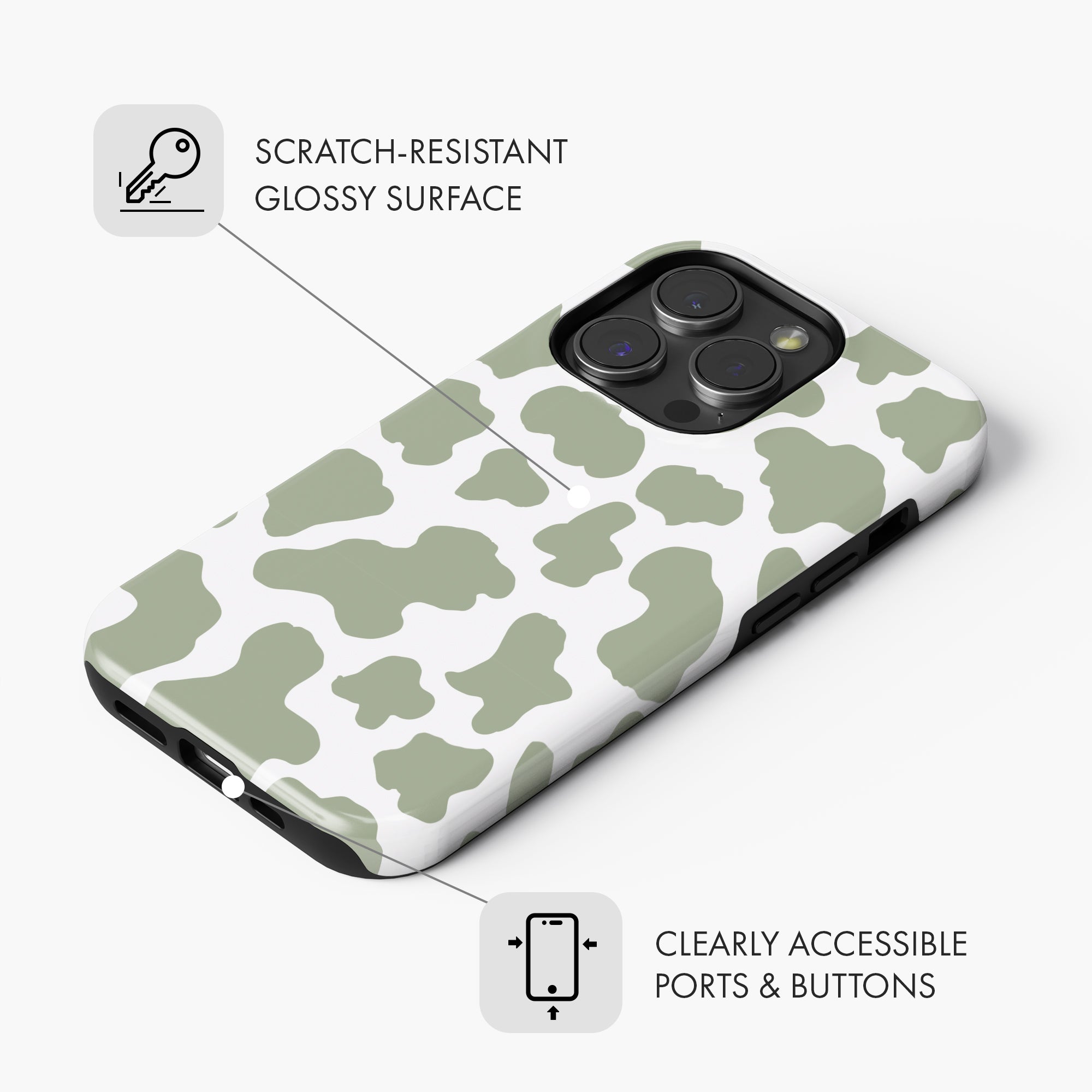 Sage Cow Print - Tough Phone Case (MagSafe)