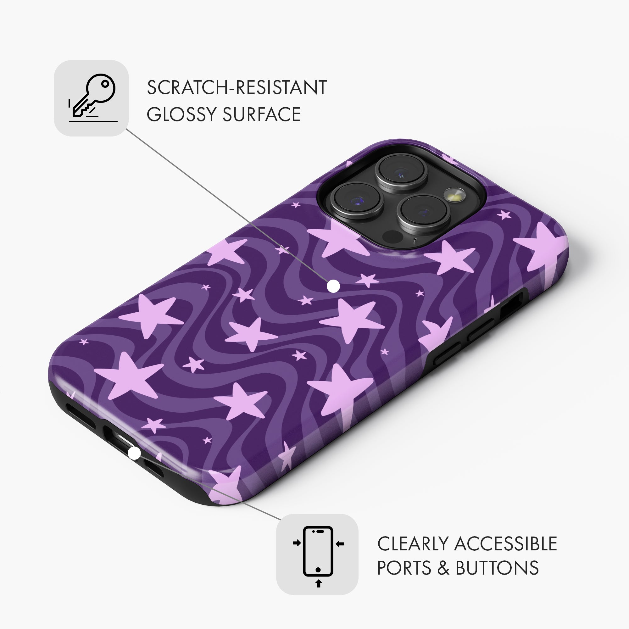 Purple Stars - Tough Phone Case