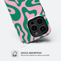 Pink & Green Lines - Tough Phone Case