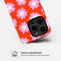 Red with Pink Daisy - Tough Phone Case (MagSafe)