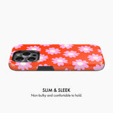 Red with Pink Daisy - Tough Phone Case