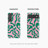 Pink & Green Lines - Tough Phone Case