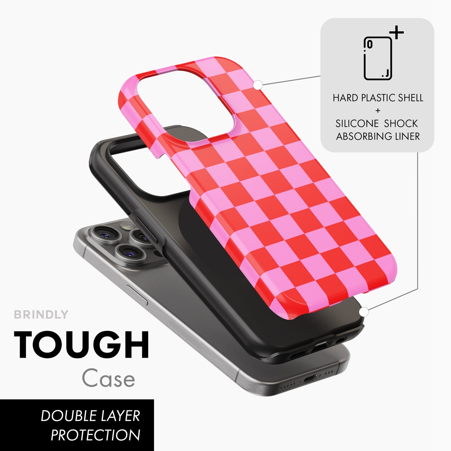 Red & Pink Check - Tough Phone Case