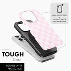 Pastel Pink Check - Tough Phone Case