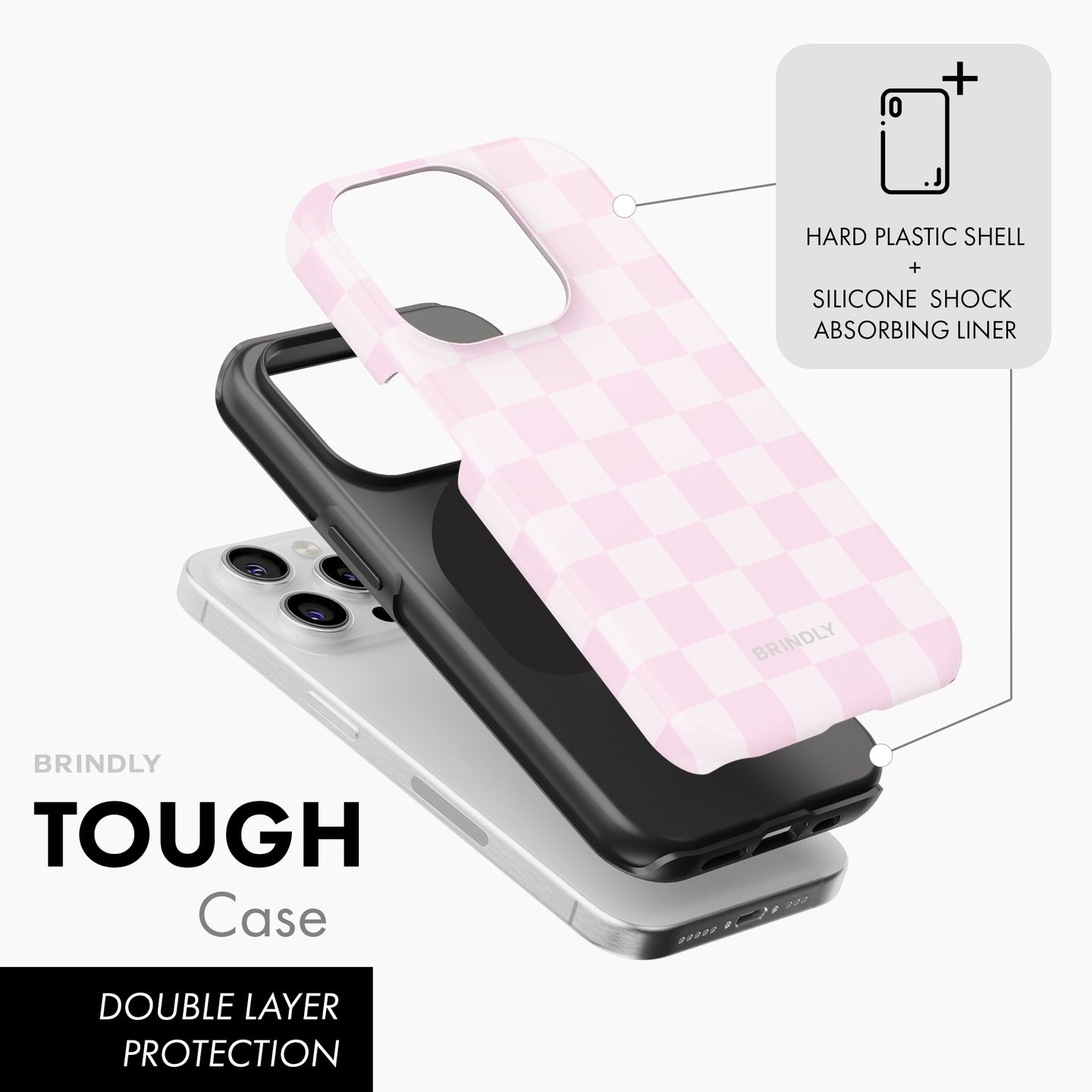 Pastel Pink Check - Tough Phone Case