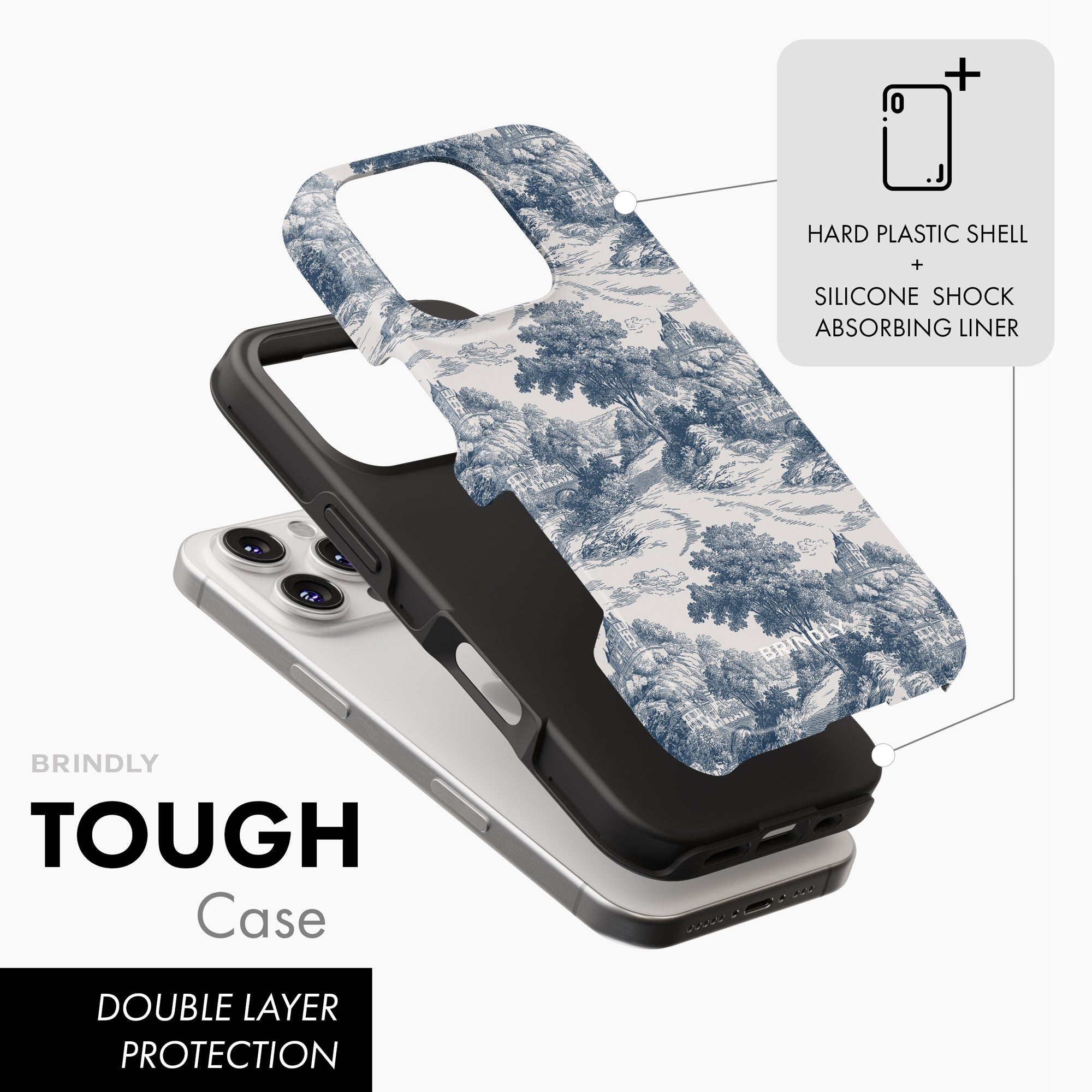 Countryside Toile Phone Case – Country Toile Blue Vintage Animal Pattern iPhone 16 Plus Countryside Toile Phone Case – Country Toile Blue Vintage Animal Pattern iPhone 16 Plus