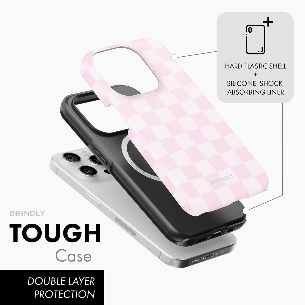 Pastel Pink Check - MagSafe Tough Phone Case