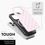 Pastel Pink Check - MagSafe Tough Phone Case