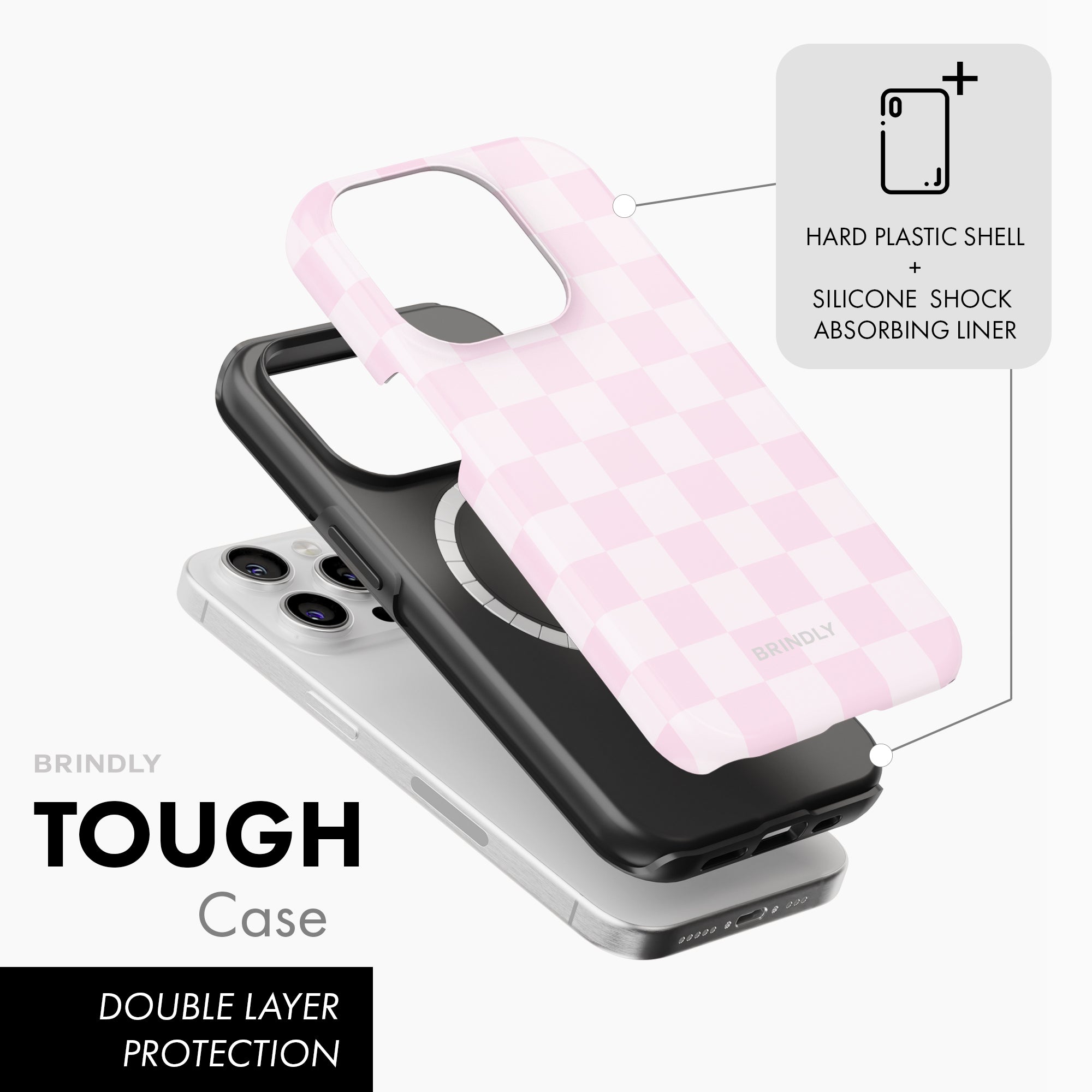 Pastel Pink Check - Tough Phone Case (MagSafe)