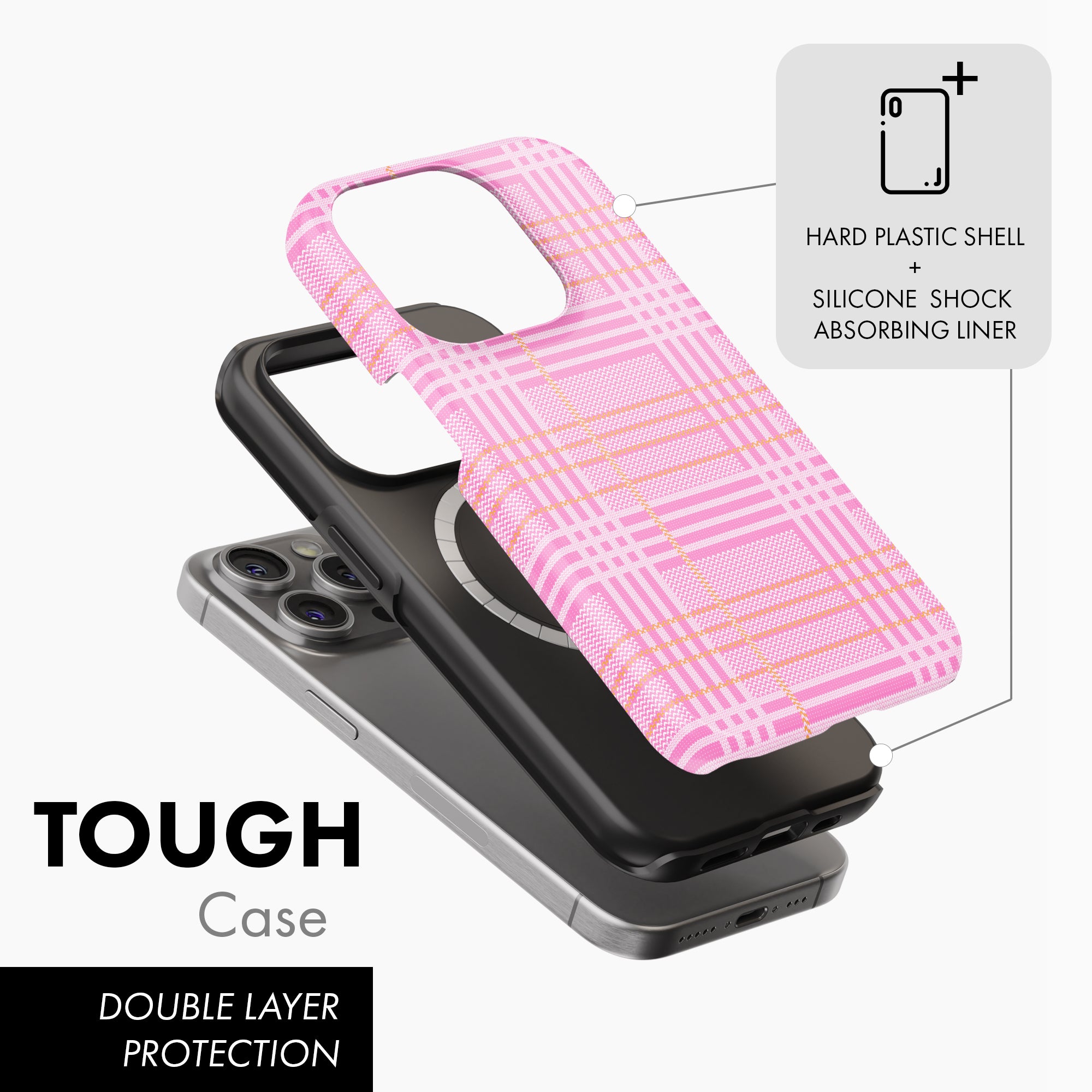 Pink Plaid - Tough Phone Case (MagSafe)