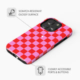 Red & Pink Check - Tough Phone Case (MagSafe)