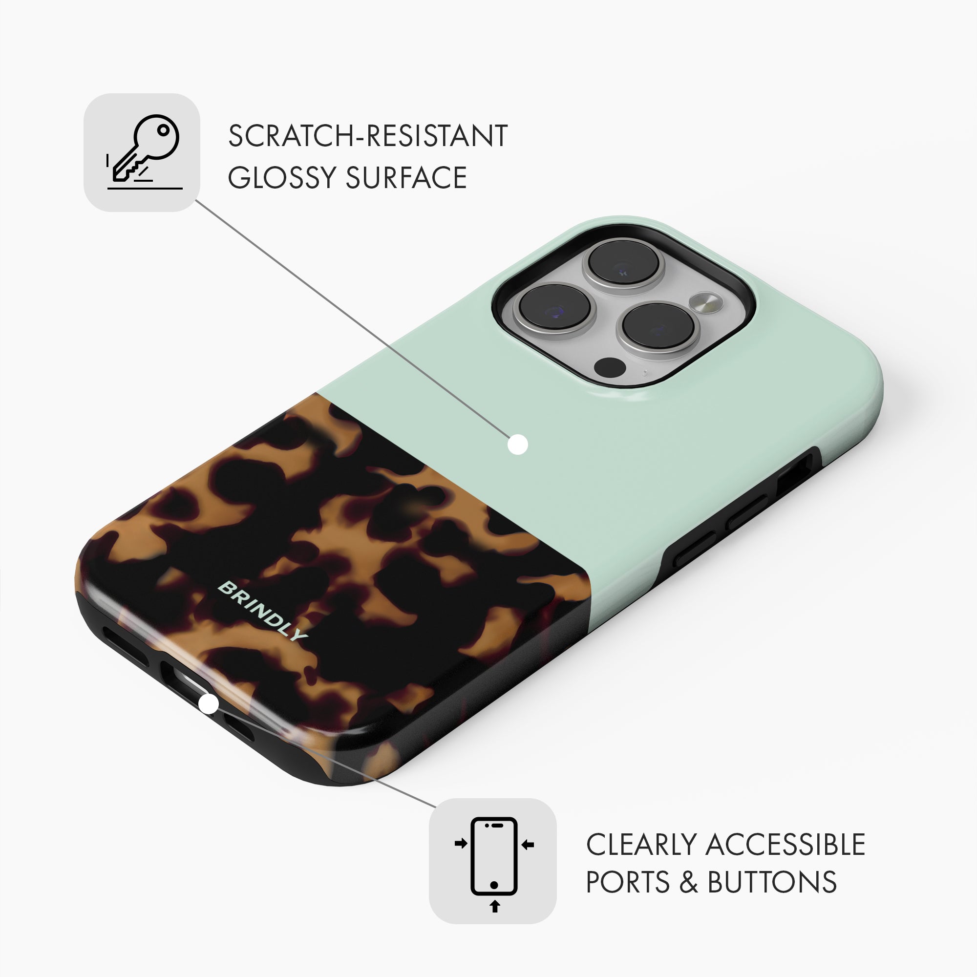 Mint Tortoise Shell - Tough Phone Case
