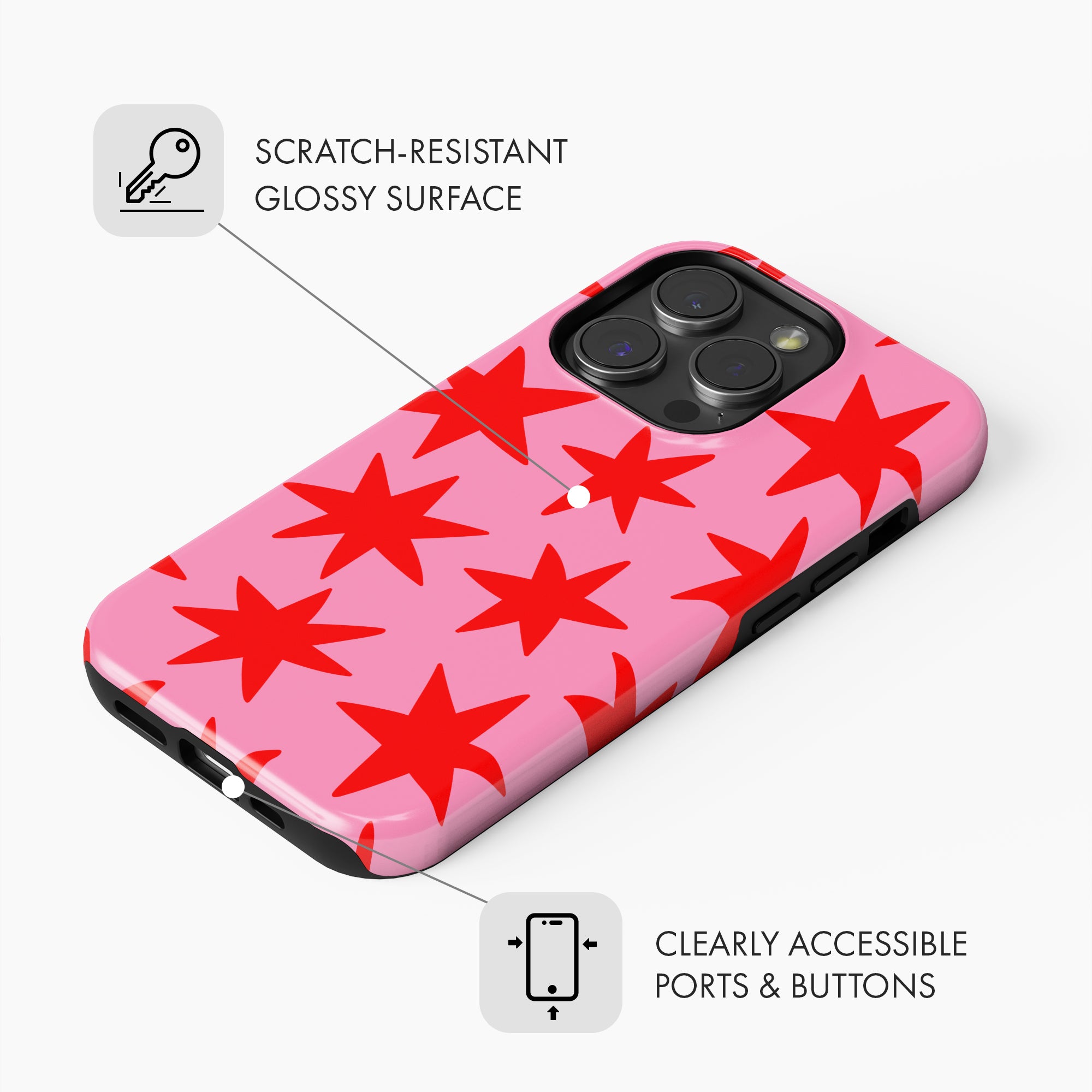 Pink & Red Stars - Tough Phone Case (MagSafe)