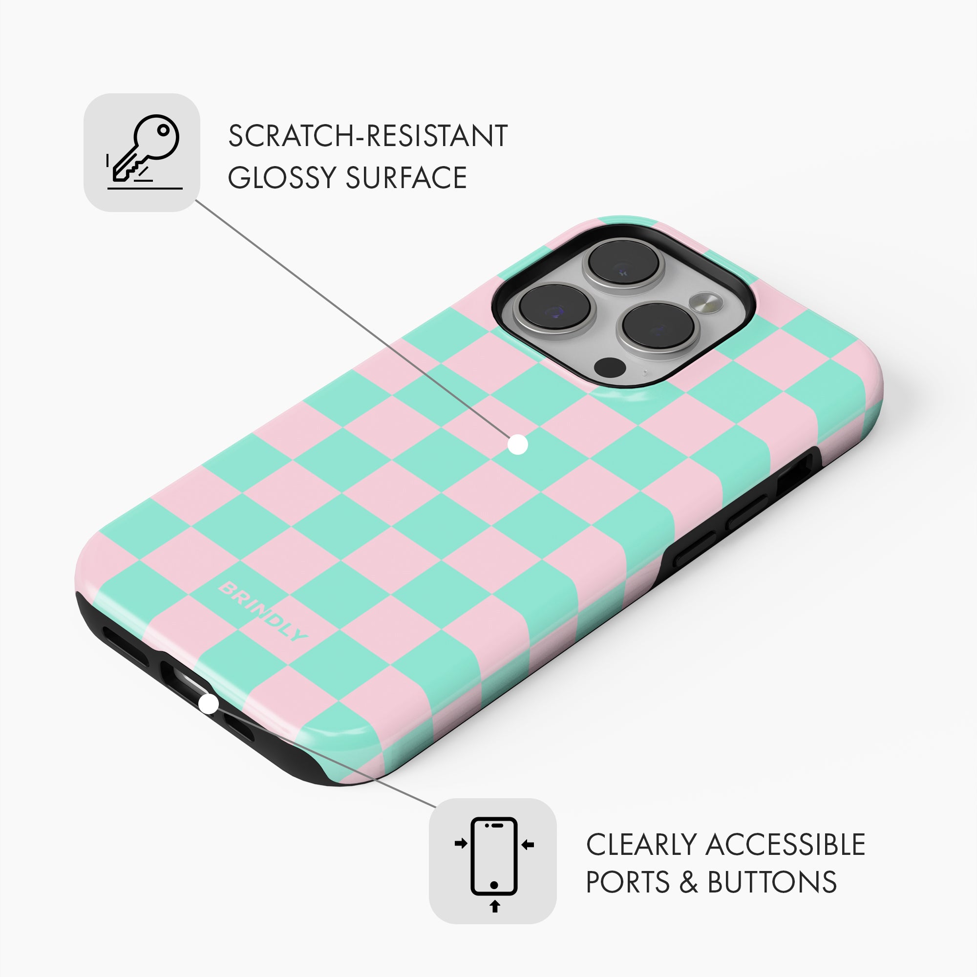 Minty Pink Check - Tough Phone Case (MagSafe)