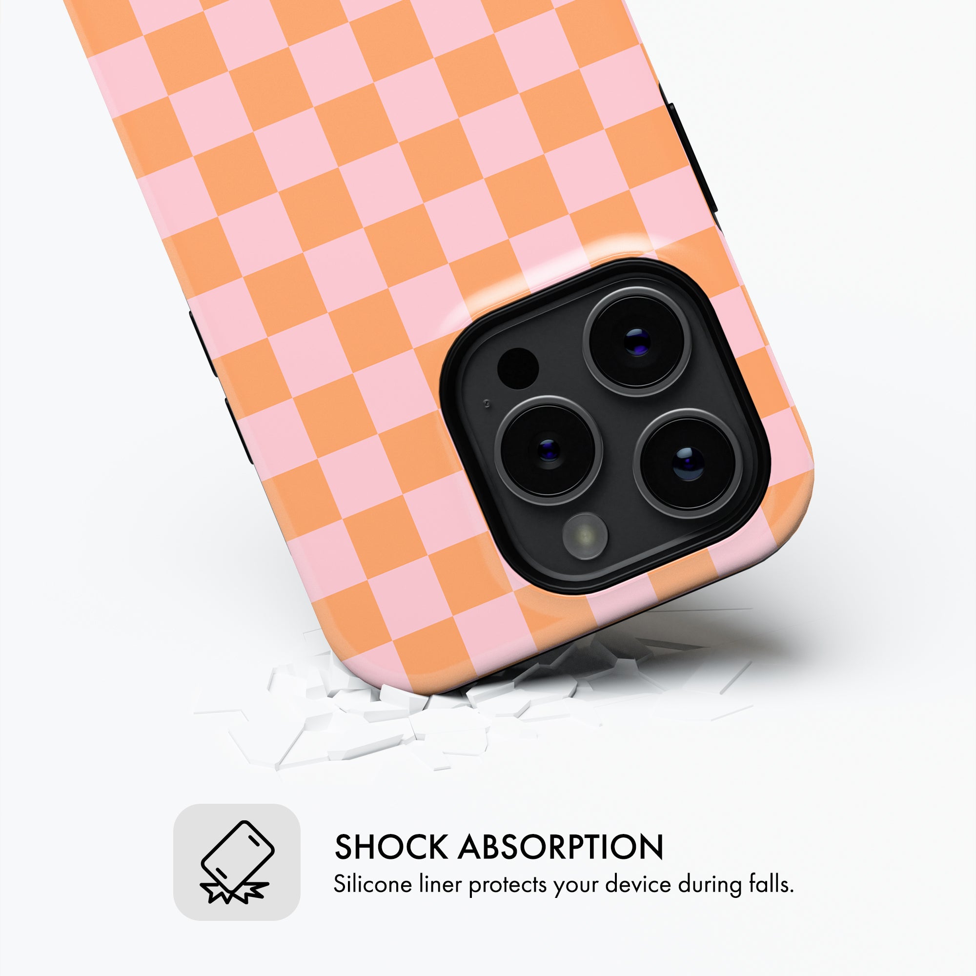 Pink & Orange Check - Tough Phone Case