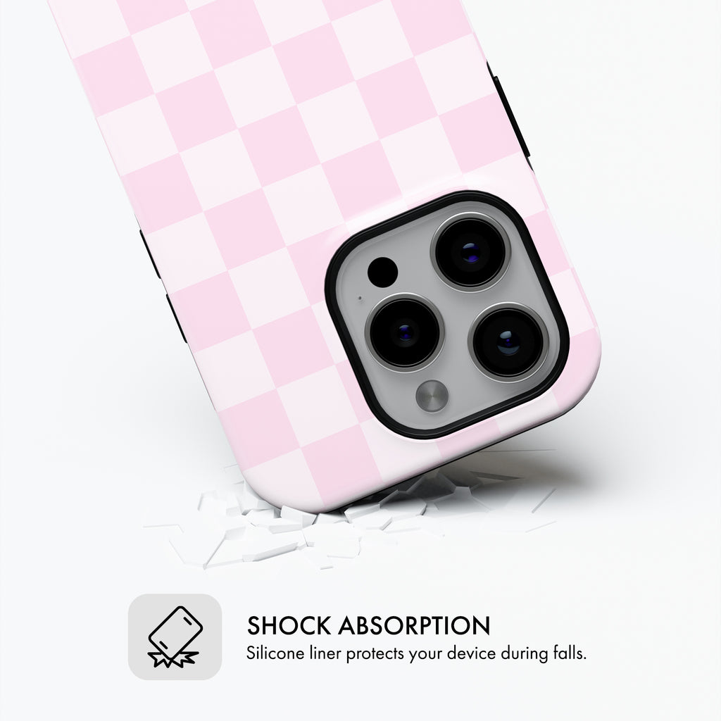 Pastel Pink Check - Tough Phone Case