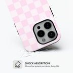 Pastel Pink Check - Tough Phone Case