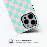 Minty Pink Check - Tough Phone Case (MagSafe)