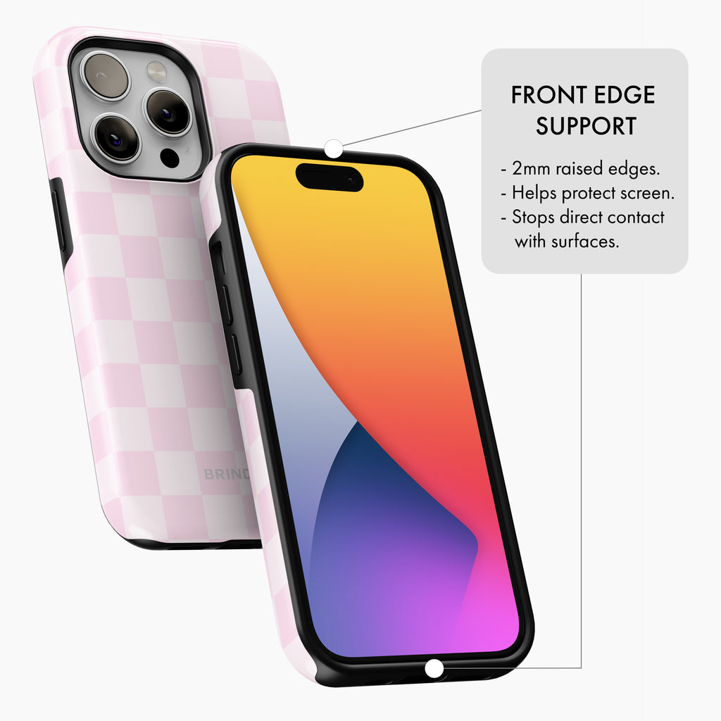 Pastel Pink Check - Tough Phone Case