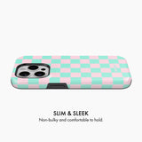 Minty Pink Check - Tough Phone Case (MagSafe)