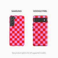 Red & Pink Check - Tough Phone Case