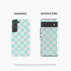 Minty Pink Check - Tough Phone Case