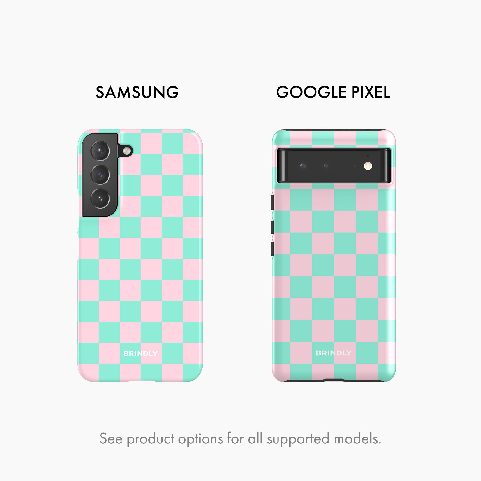Minty Pink Check - Tough Phone Case